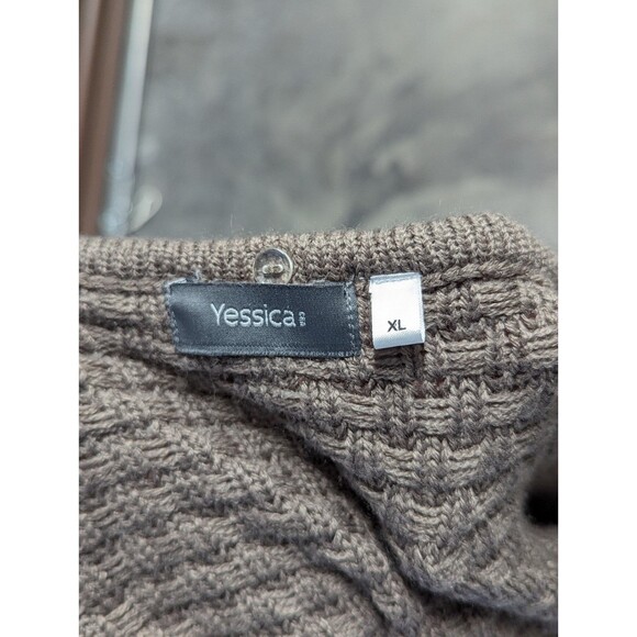 Yessica Size XL Beige Knit Scoop Neck With Zipper Sweater Cardigan - Picture 8 of 10